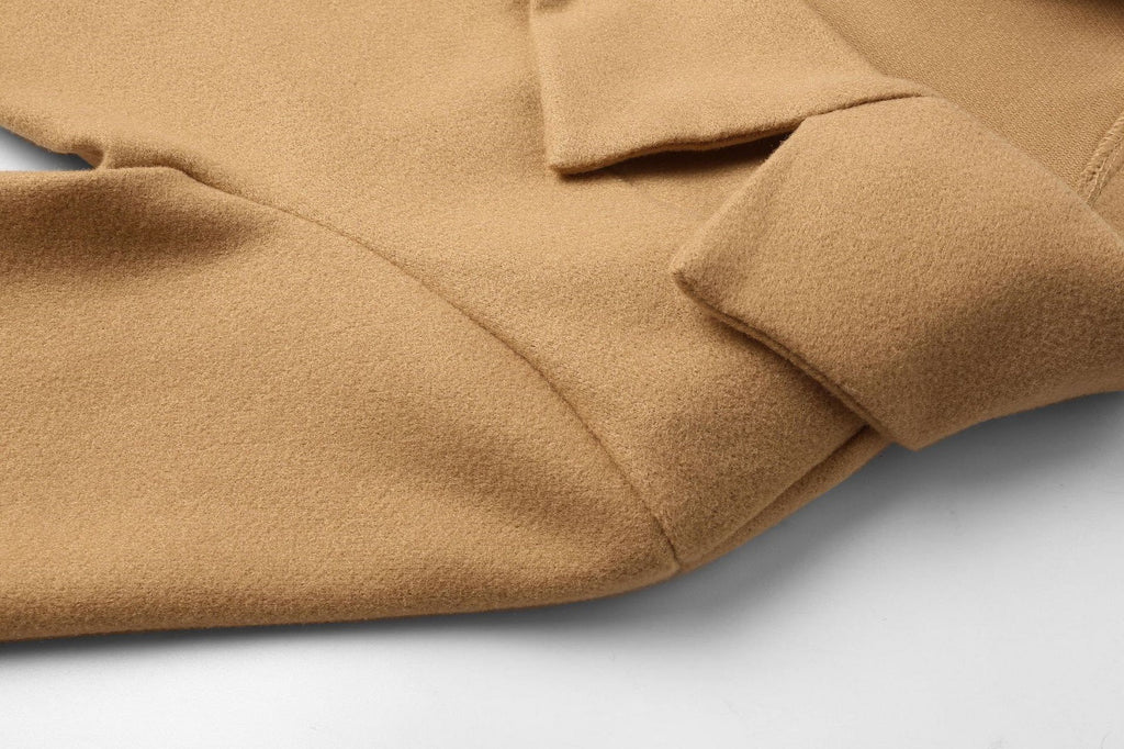Women's Long Wool-Blend Coat with Tie Belt