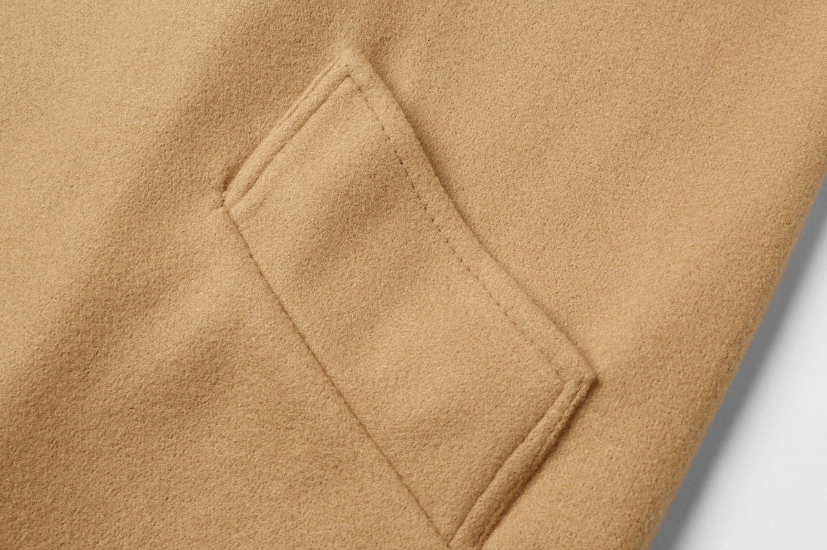 Women's Long Wool-Blend Coat with Tie Belt