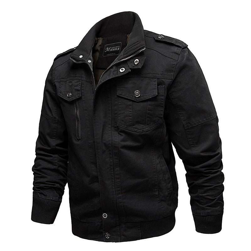 Men’s Casual Utility Jacket with Ribbed Trim