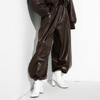 Women's Faux Leather Balloon Leg Trousers