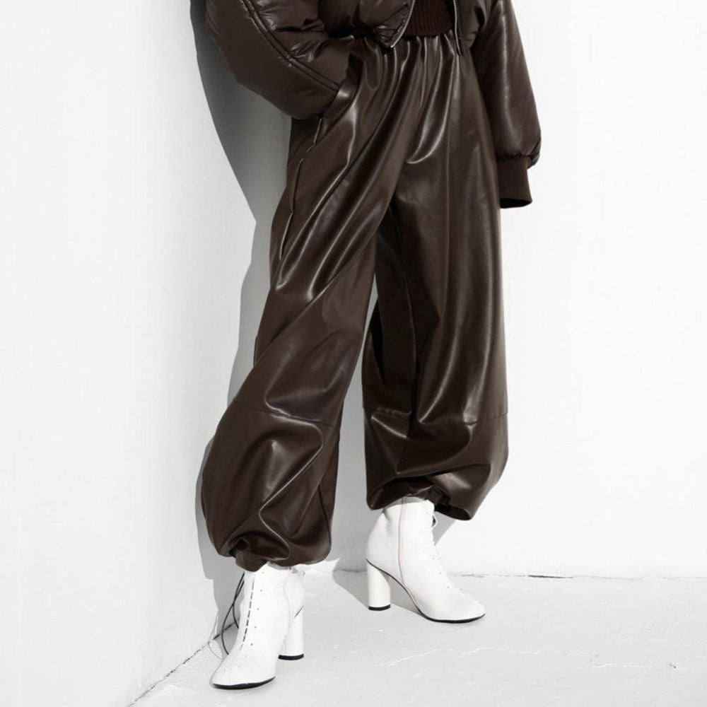 Pantalon ballon pour femme en similicuir
