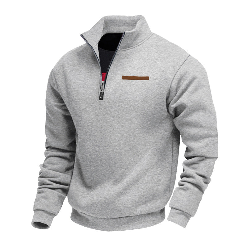 Sweat-shirt homme à fermeture quart de zip | Pull doublé en polaire