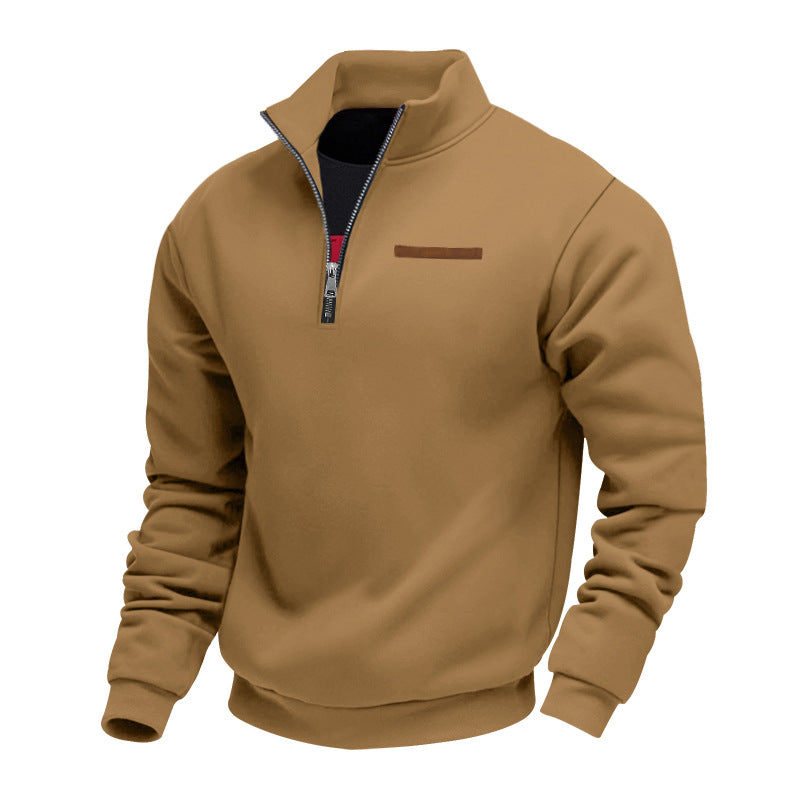 Sweat-shirt homme à fermeture quart de zip | Pull doublé en polaire
