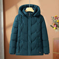 Women’s Hooded Puffer Jacket with Embroidered Pockets