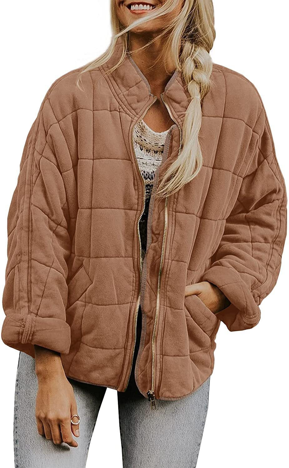 Veste matelassée zippée pour femme avec col montant