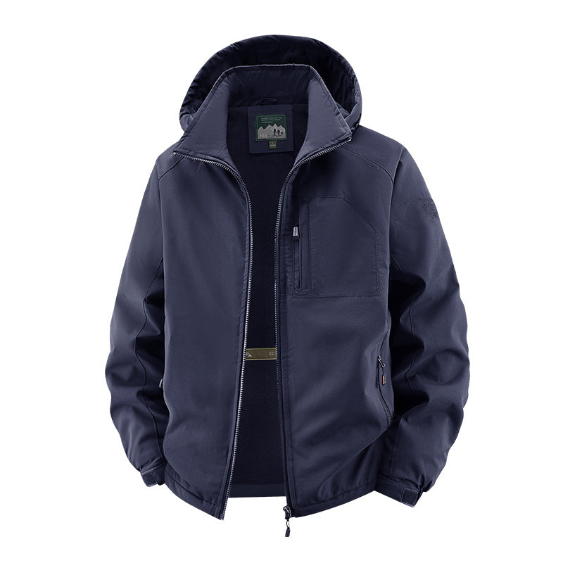 Veste d’extérieur pour homme à capuche et poches zippées