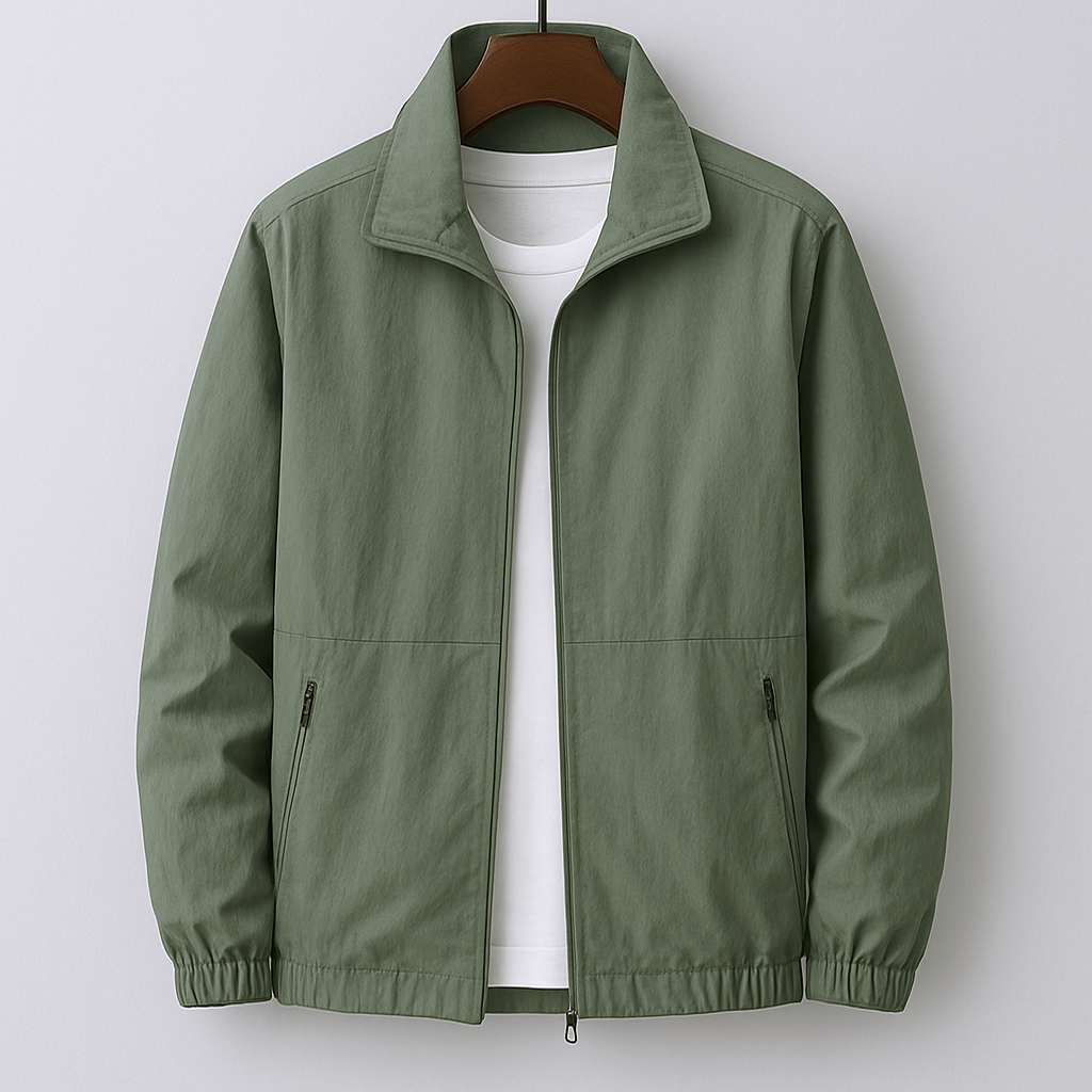 Blouson bomber décontracté pour homme à fermeture éclair et col montant