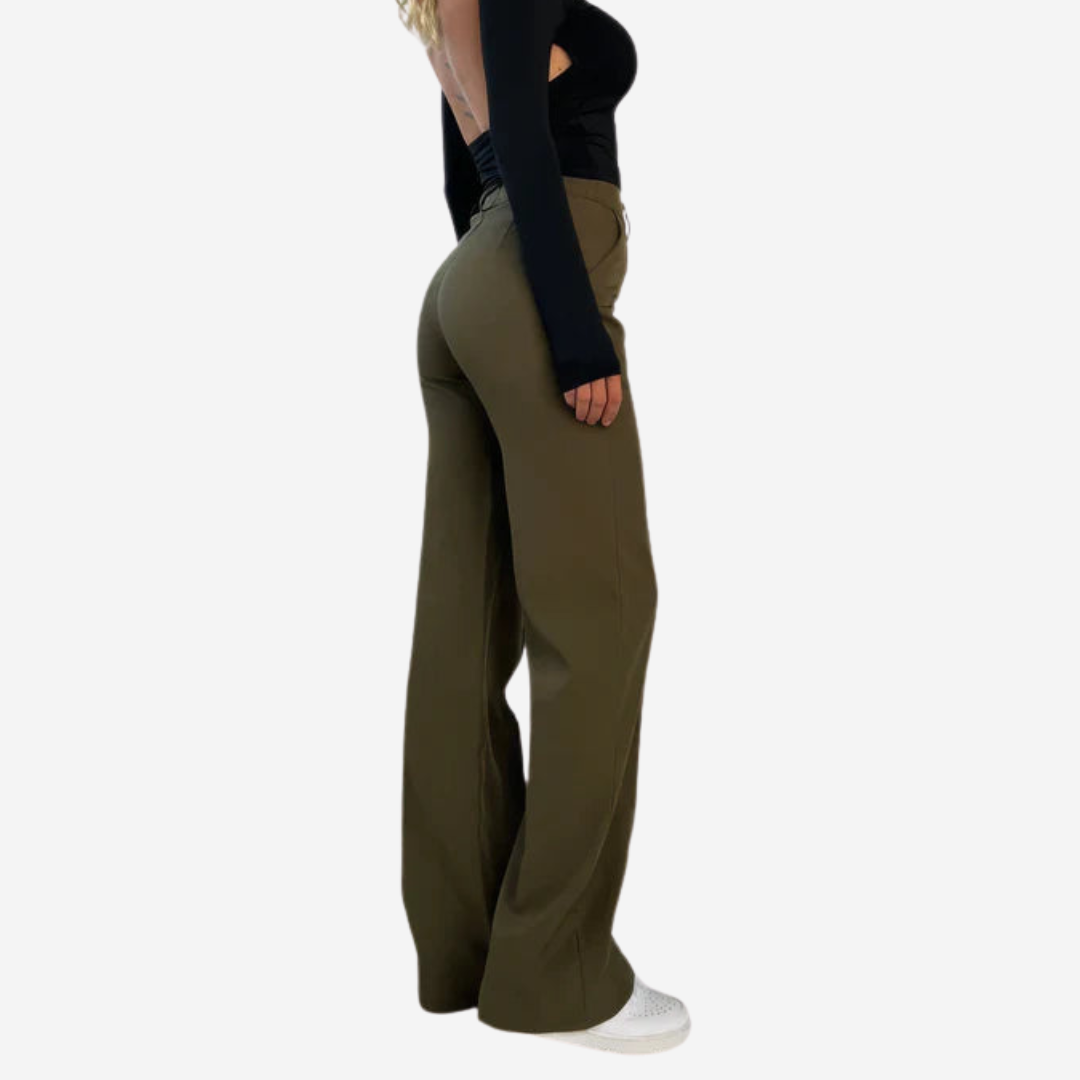 Women’s High-Waisted Wide-Leg Trousers with Pockets
