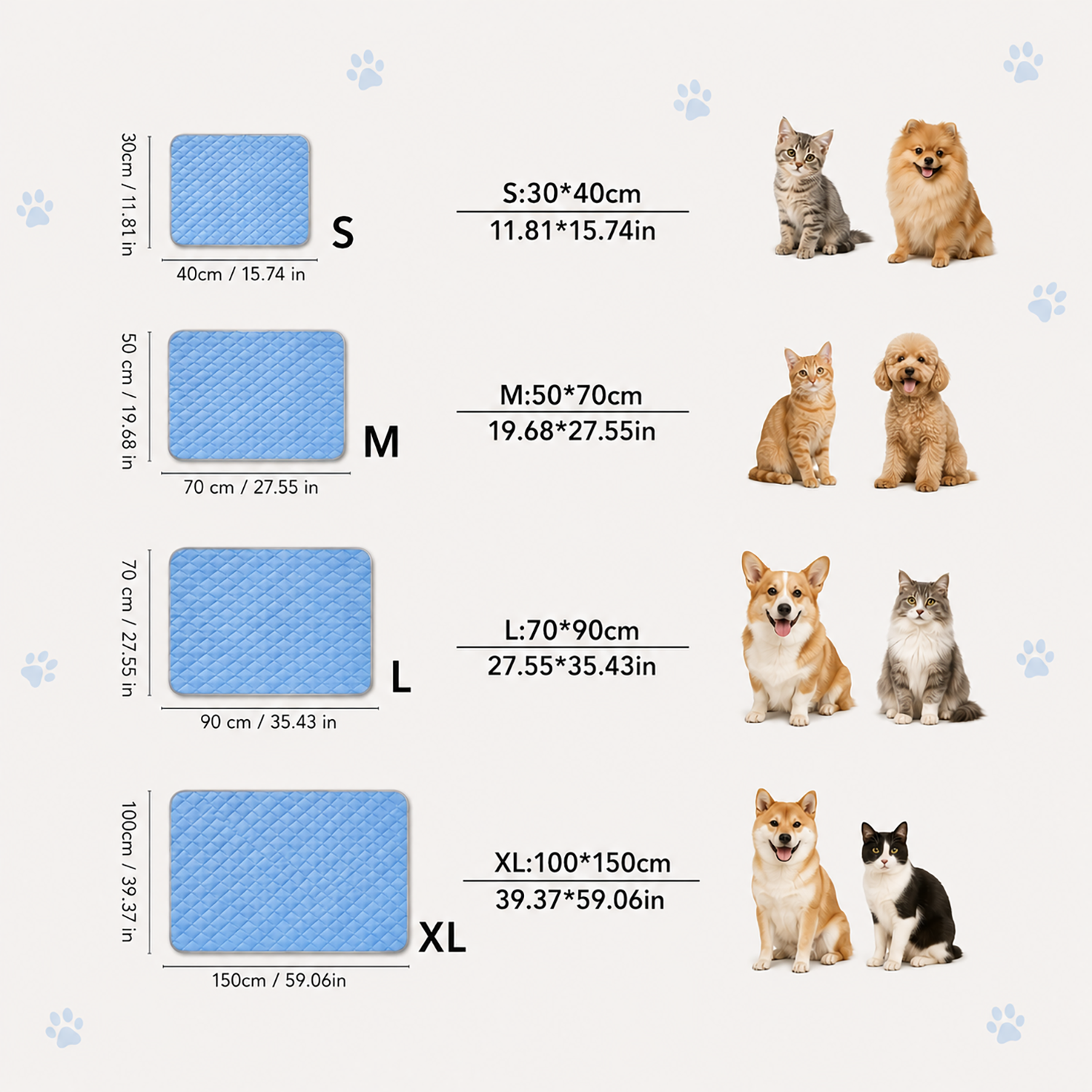 Pet Cooling Mat with Polyester Fabric for Summer Dogs & Cats
