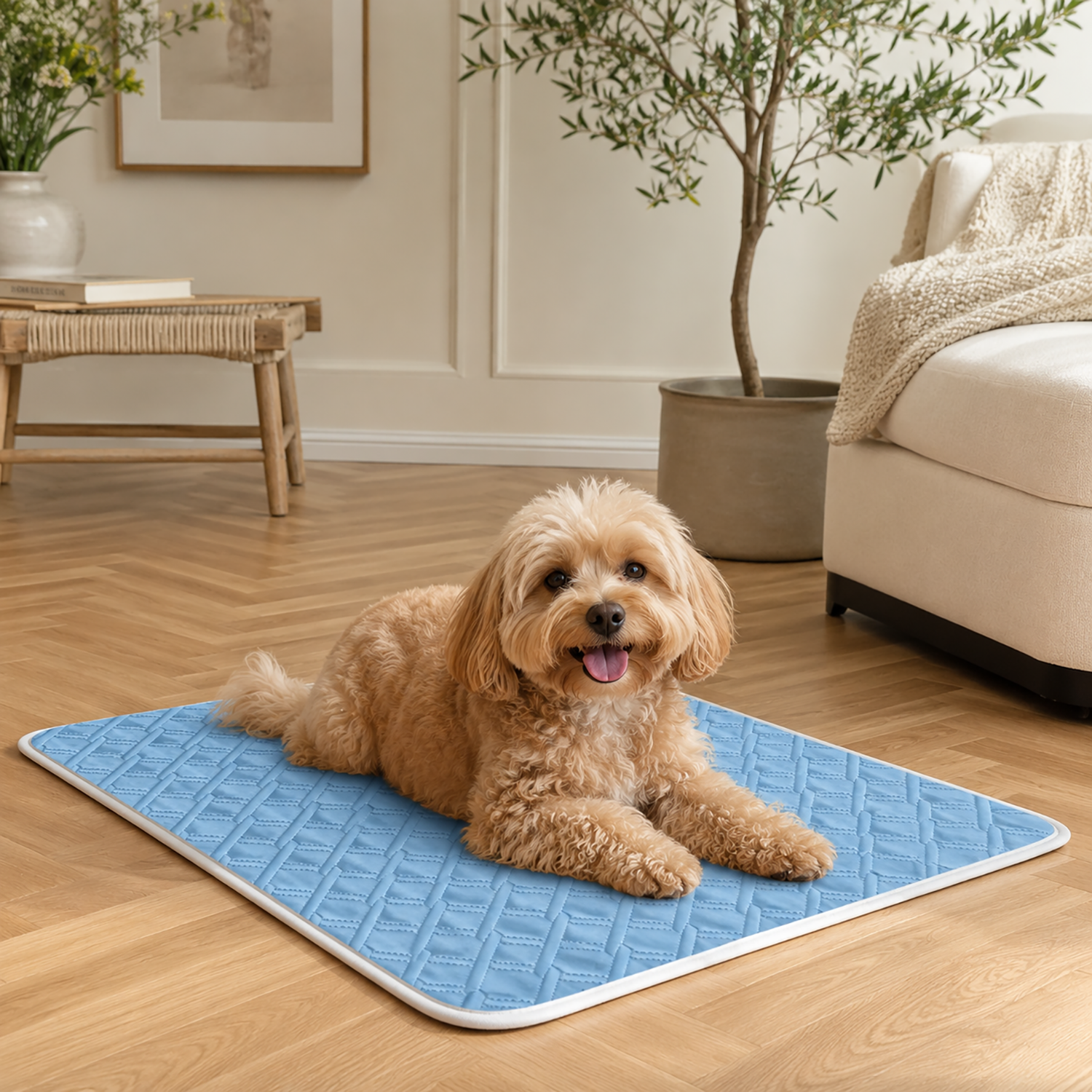 Pet Cooling Mat with Polyester Fabric for Summer Dogs & Cats