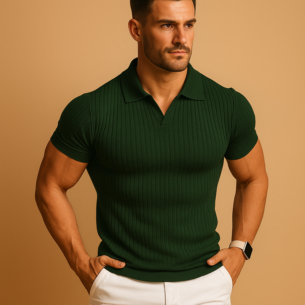 Polo côtelé ajusté pour homme