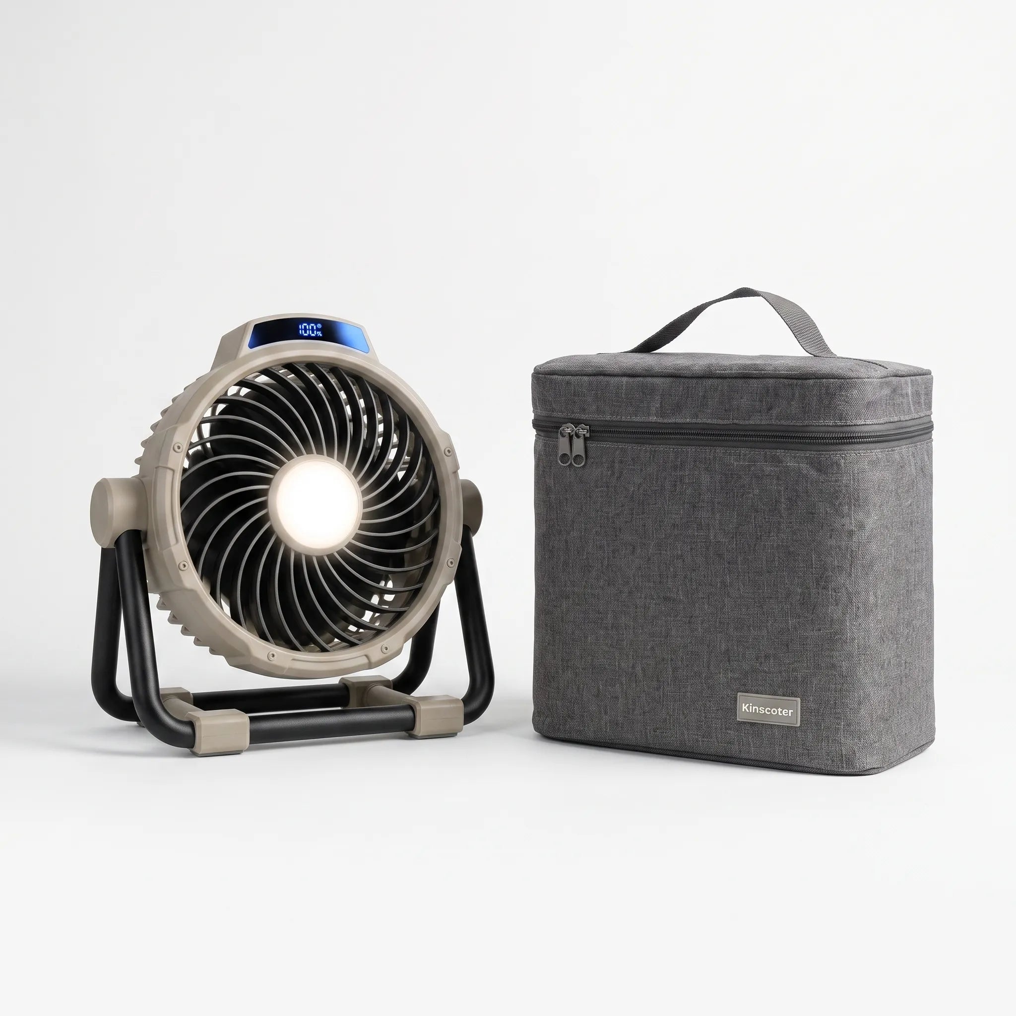 Portable Camping Fan with ABS Housing & LED Light for Summer Outdoor Use