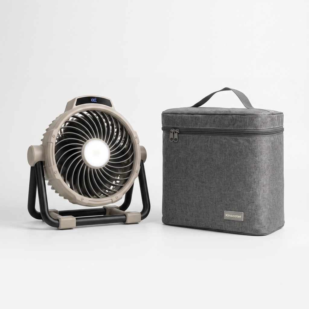 Portable Camping Fan with ABS Housing & LED Light for Summer Outdoor Use