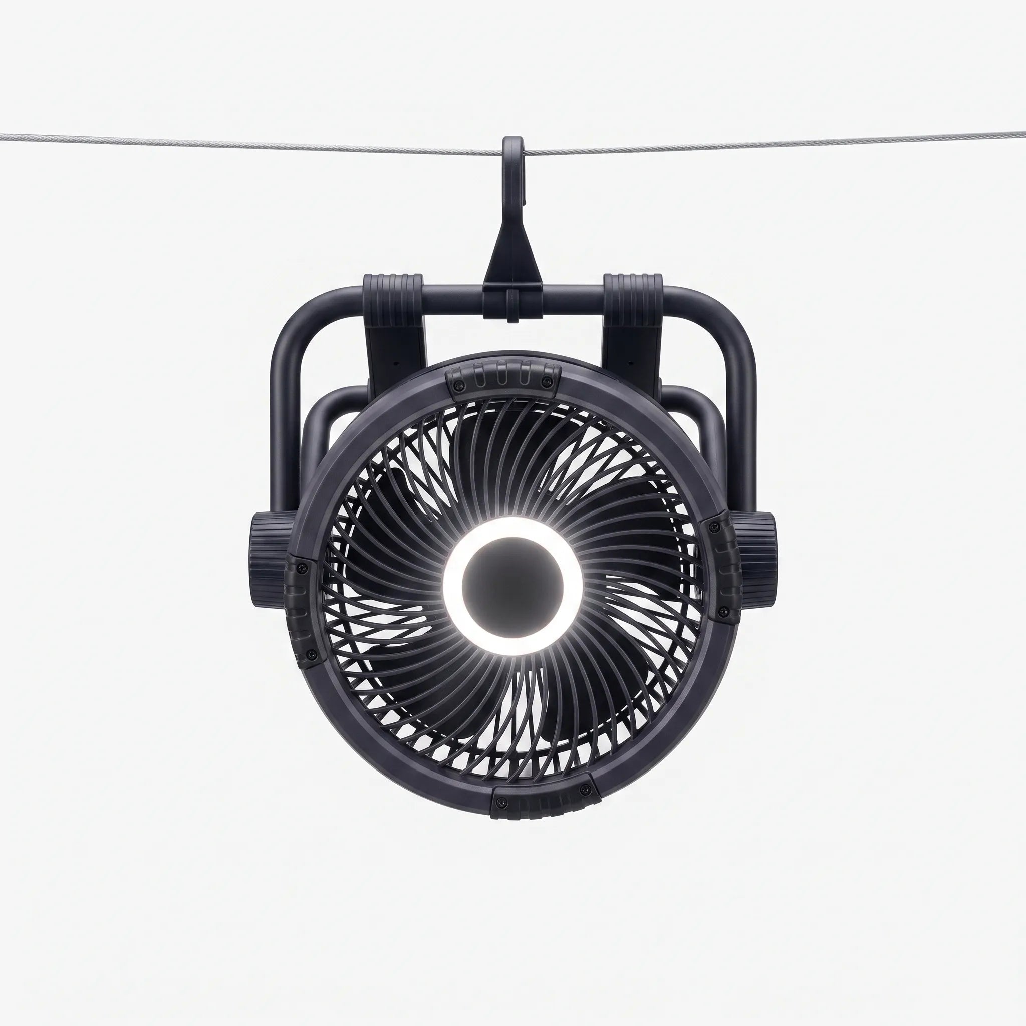 Portable Camping Fan with ABS Housing & LED Light for Summer Outdoor Use