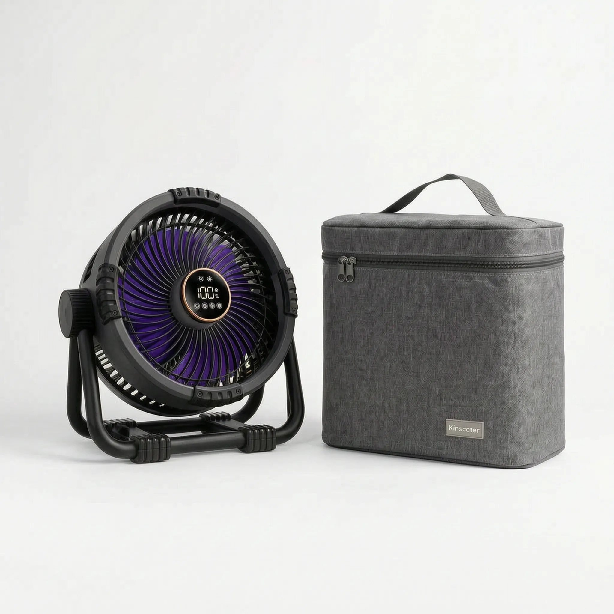 Portable Camping Fan with ABS Housing & LED Light for Summer Outdoor Use