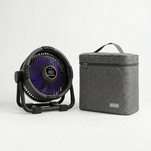 Ventilateur de camping avec éclairage LED et housse de transport