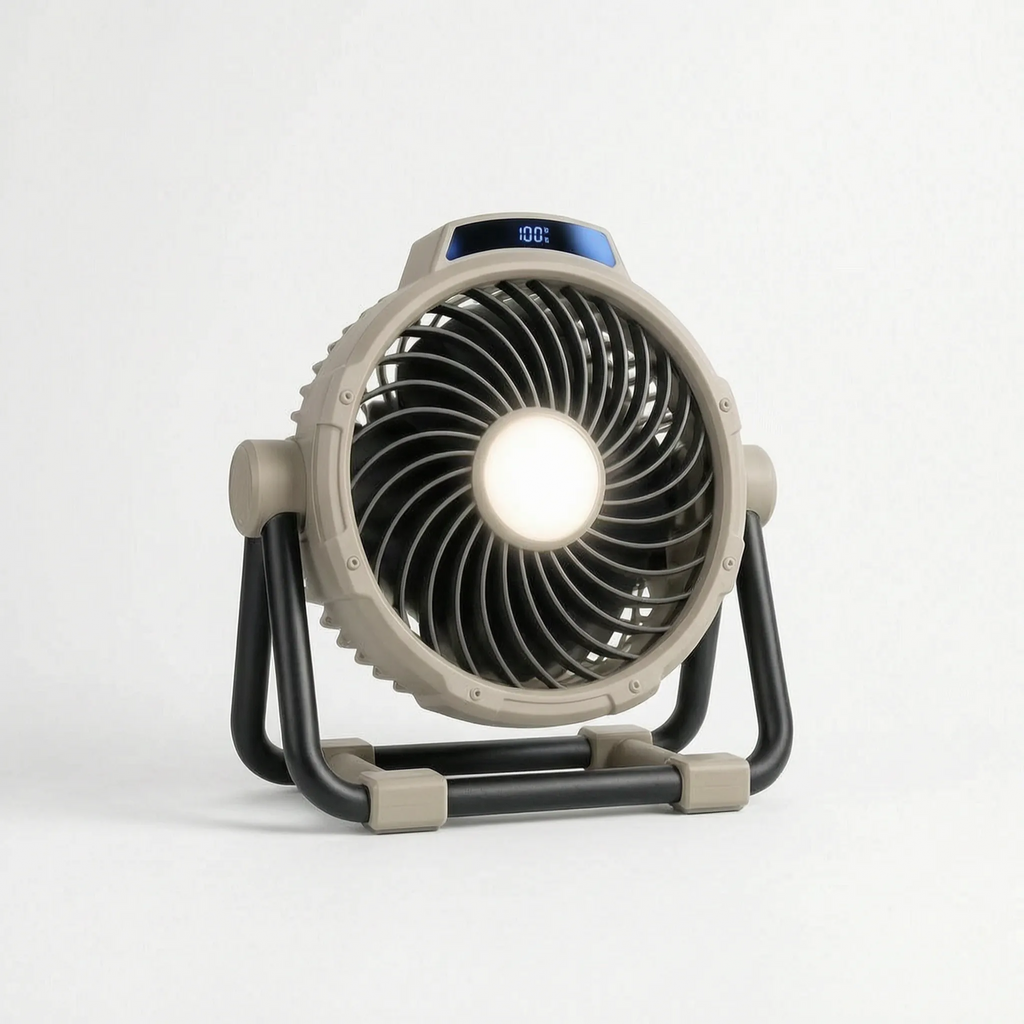 Portable Camping Fan with ABS Housing & LED Light for Summer Outdoor Use