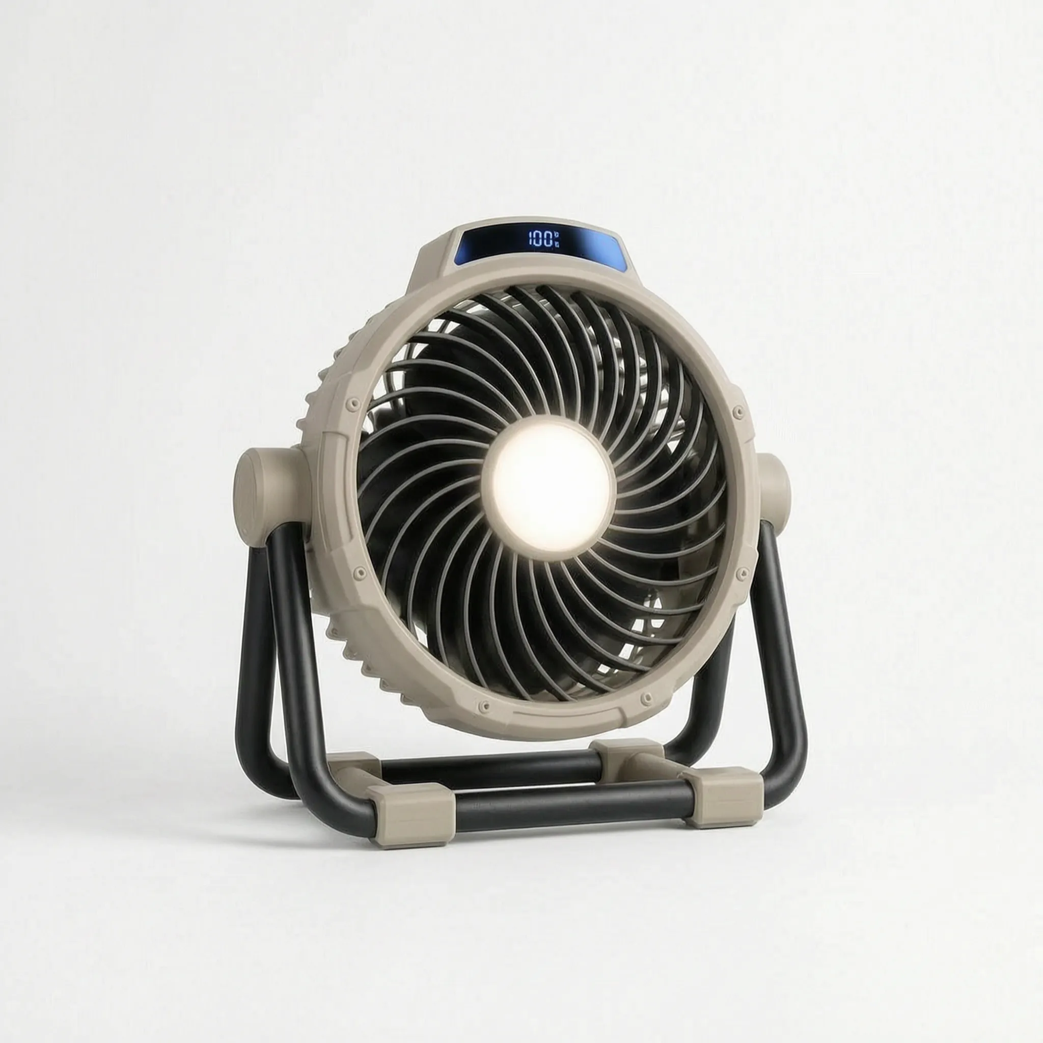 Portable Camping Fan with ABS Housing & LED Light for Summer Outdoor Use