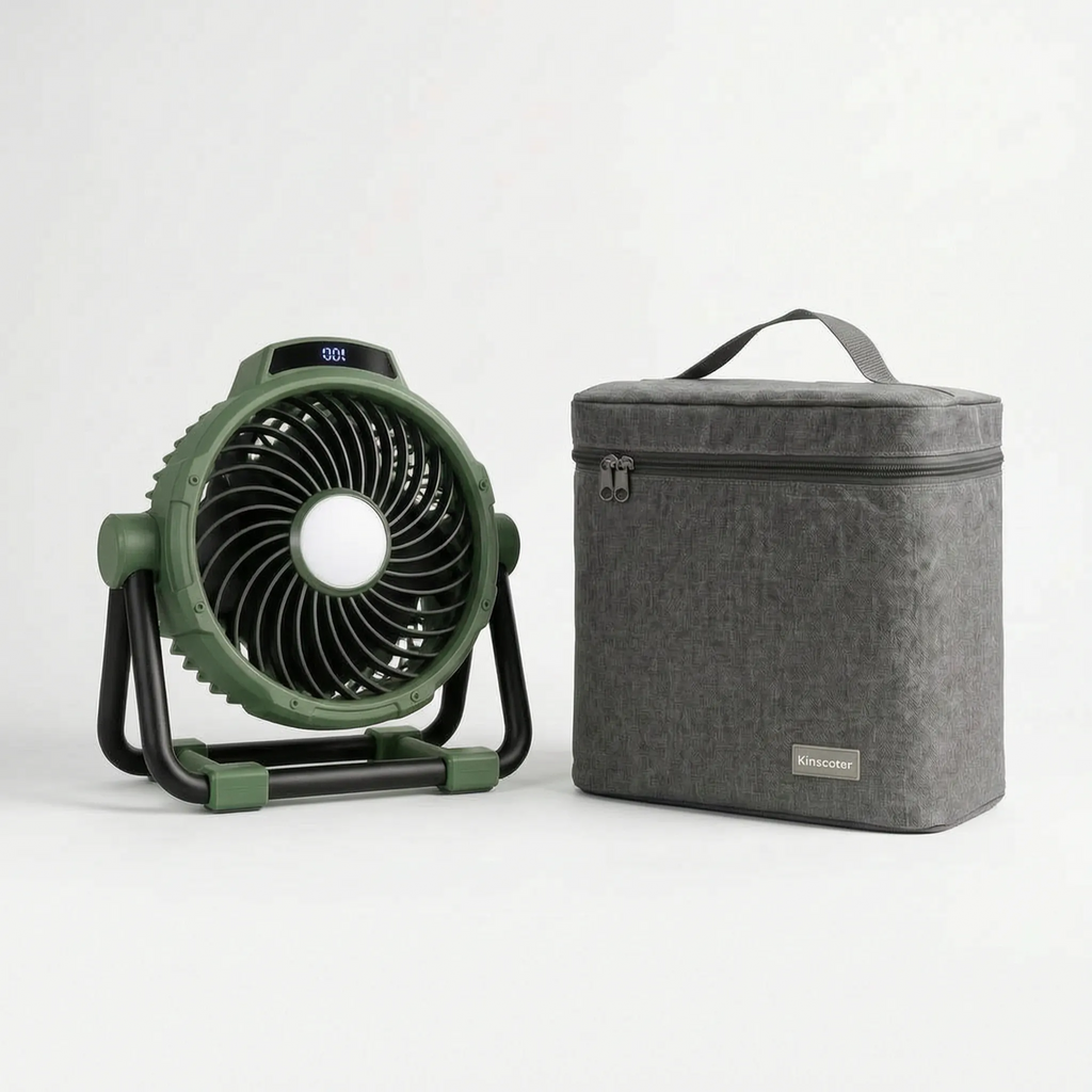Portable Camping Fan with ABS Housing & LED Light for Summer Outdoor Use