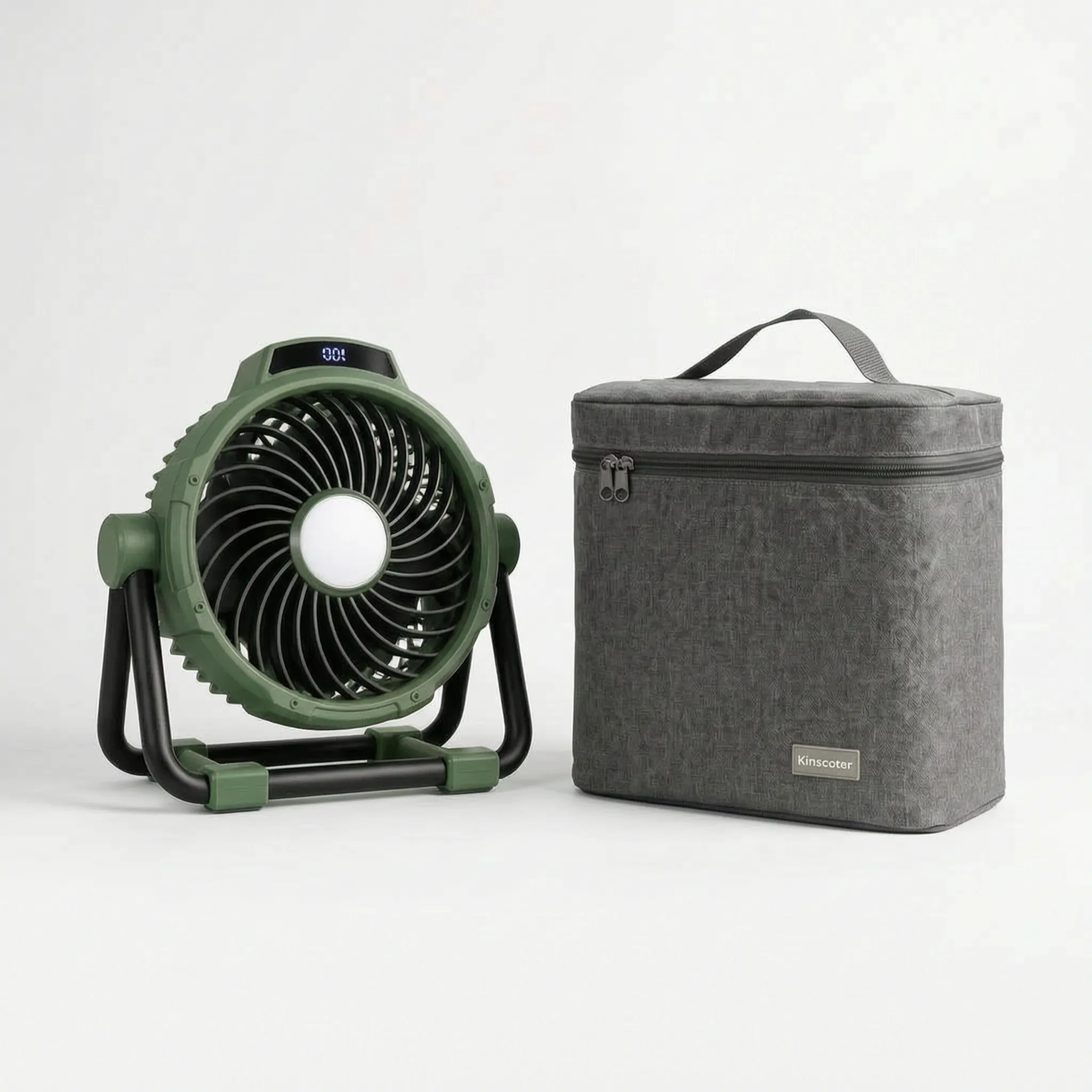Portable Camping Fan with ABS Housing & LED Light for Summer Outdoor Use