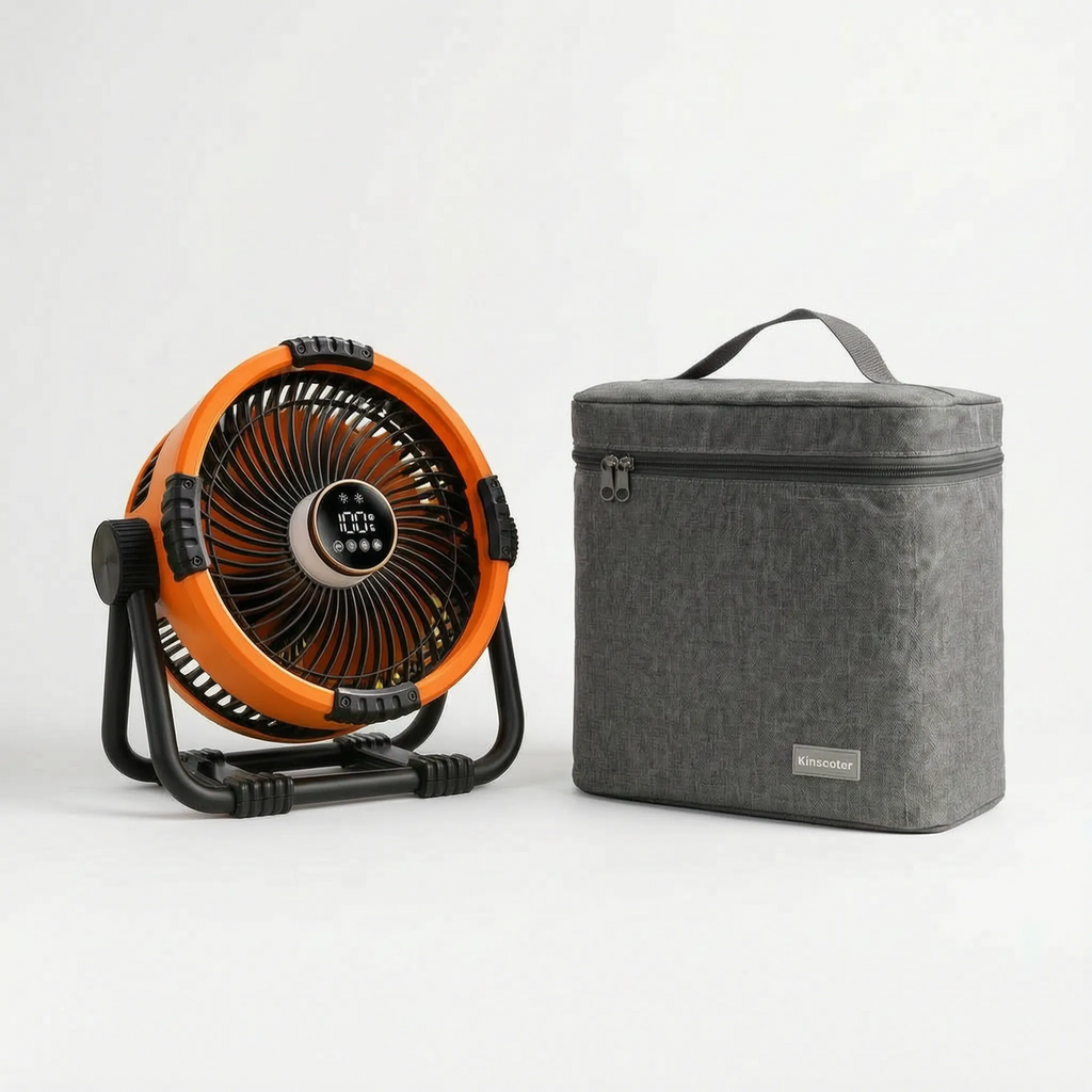 Portable Camping Fan with ABS Housing & LED Light for Summer Outdoor Use