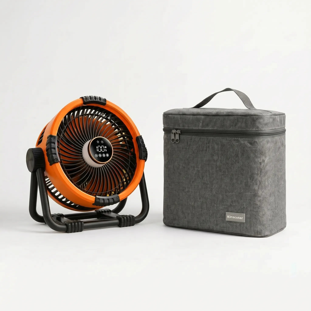 Portable Camping Fan with ABS Housing & LED Light for Summer Outdoor Use