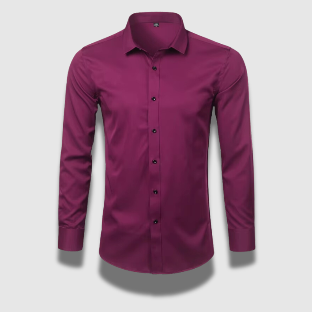 Men's Slim Fit Long Sleeve Button-Up Dress Shirt