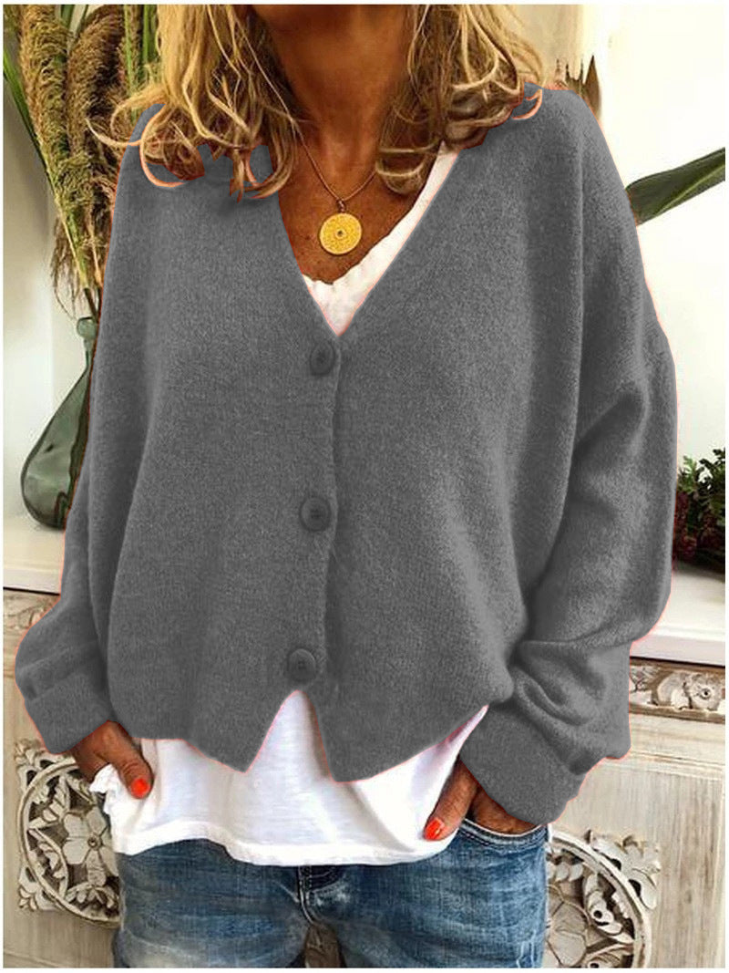 Cardigan en maille souple à col V pour femme