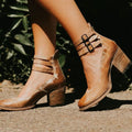 Women's Leather Block Heel Shoes for Autumn