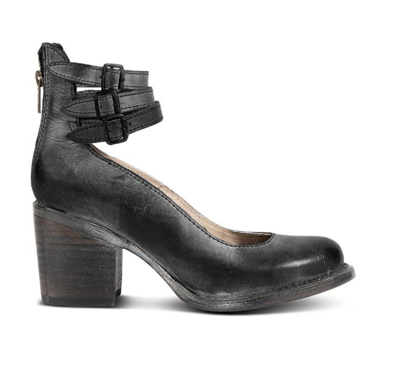 Women's Leather Block Heel Shoes for Autumn