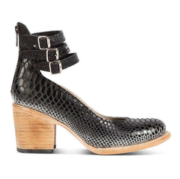 Women's Leather Block Heel Shoes for Autumn