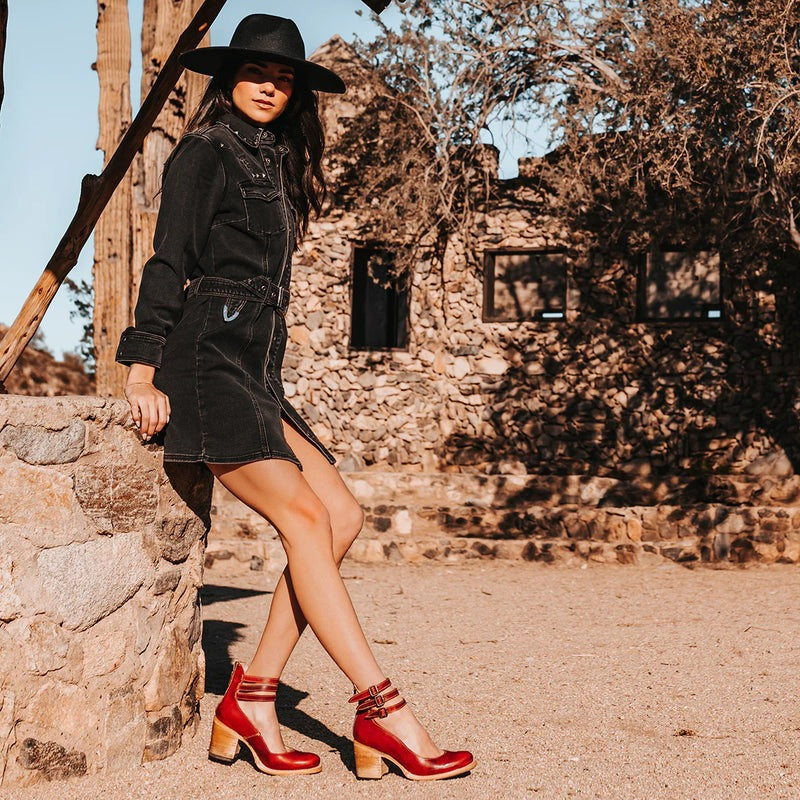 Women's Leather Block Heel Shoes for Autumn