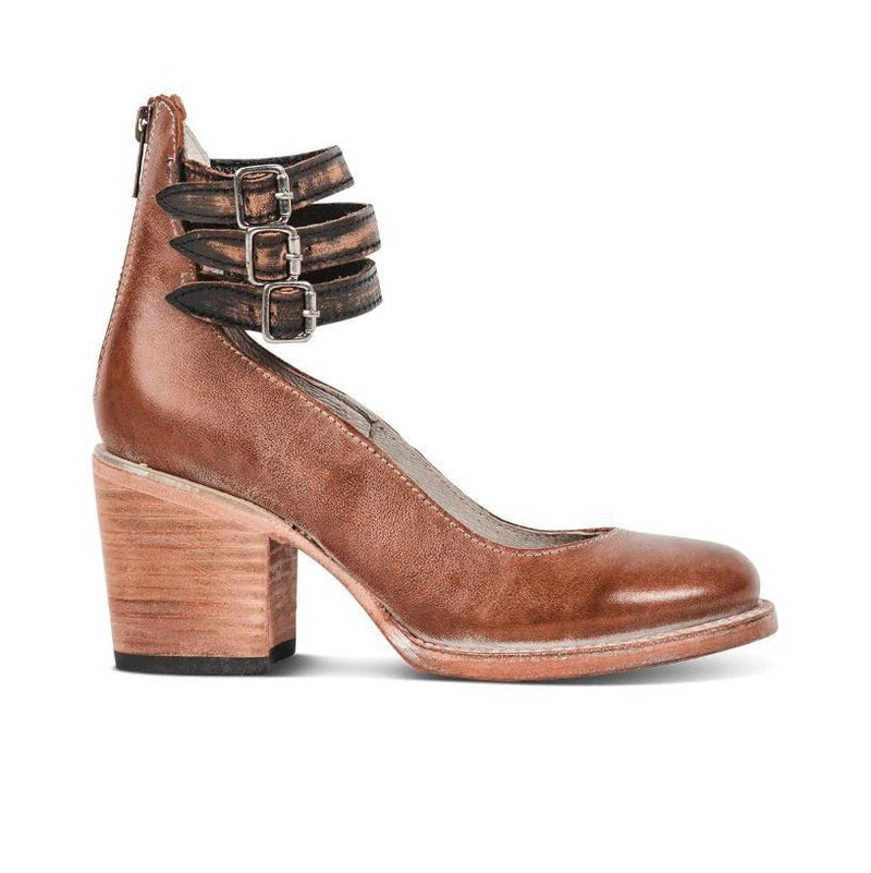 Women's Leather Block Heel Shoes for Autumn
