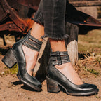 Ankle Strap Block Heel Shoes with Buckle Detail