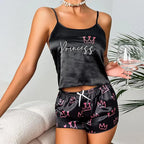 Women's Satin Cami Top and Printed Shorts Pyjama Set