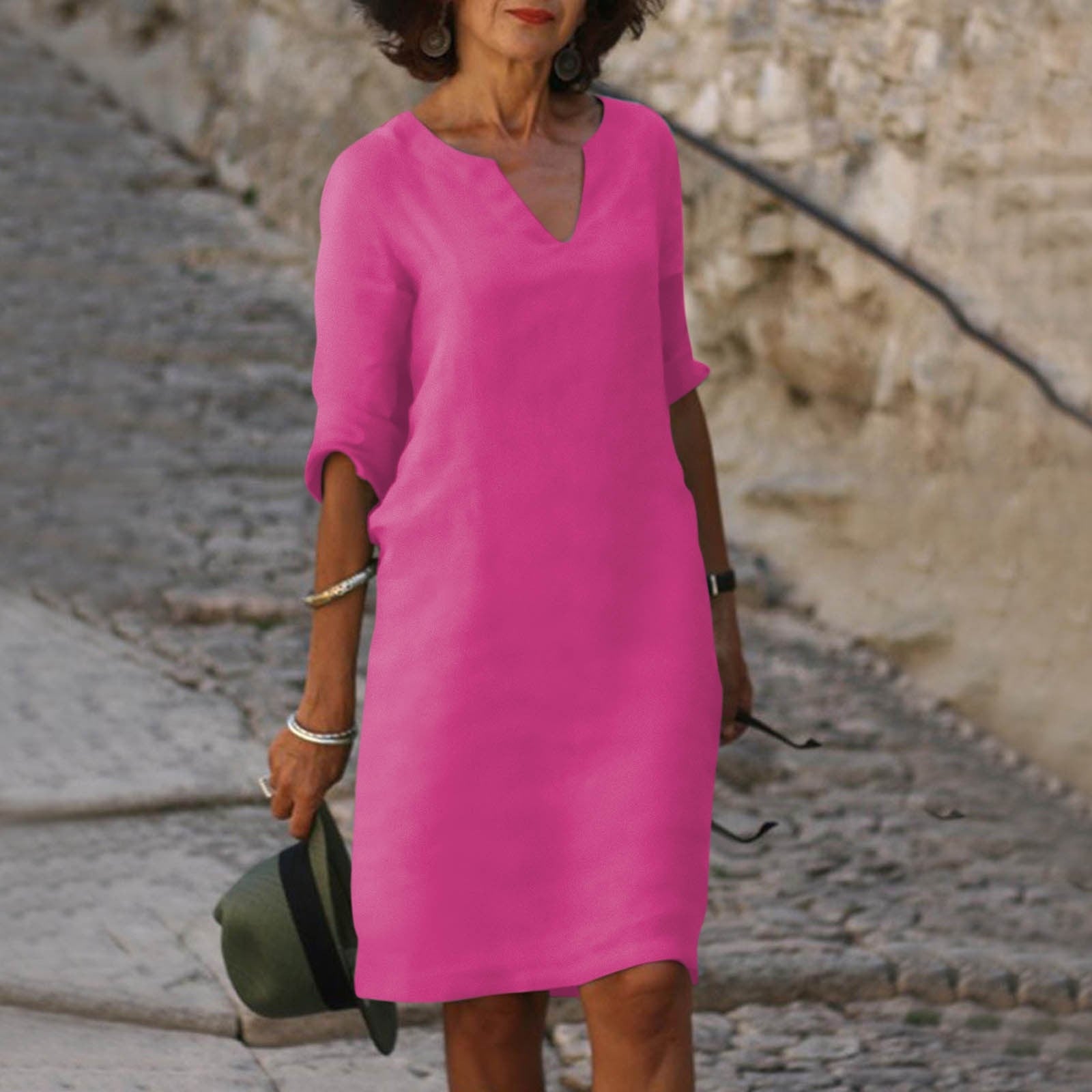 Women's Cotton Linen Shift Dress for Summer Casual Everyday Wear