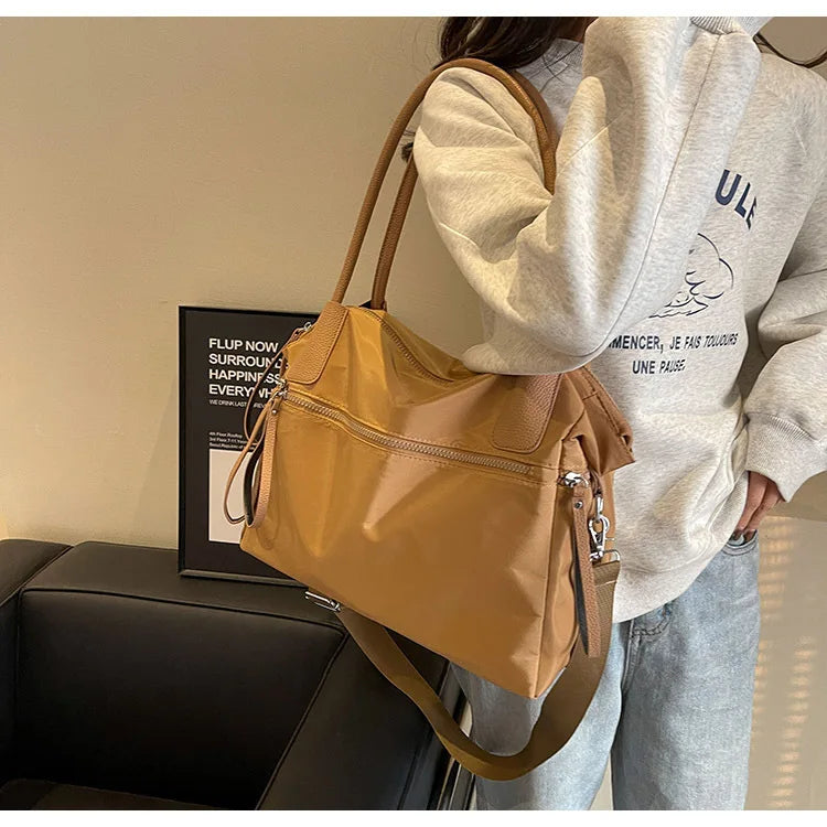 Women's Shoulder Bag in Nylon with Adjustable Strap for Autumn Everyday Use