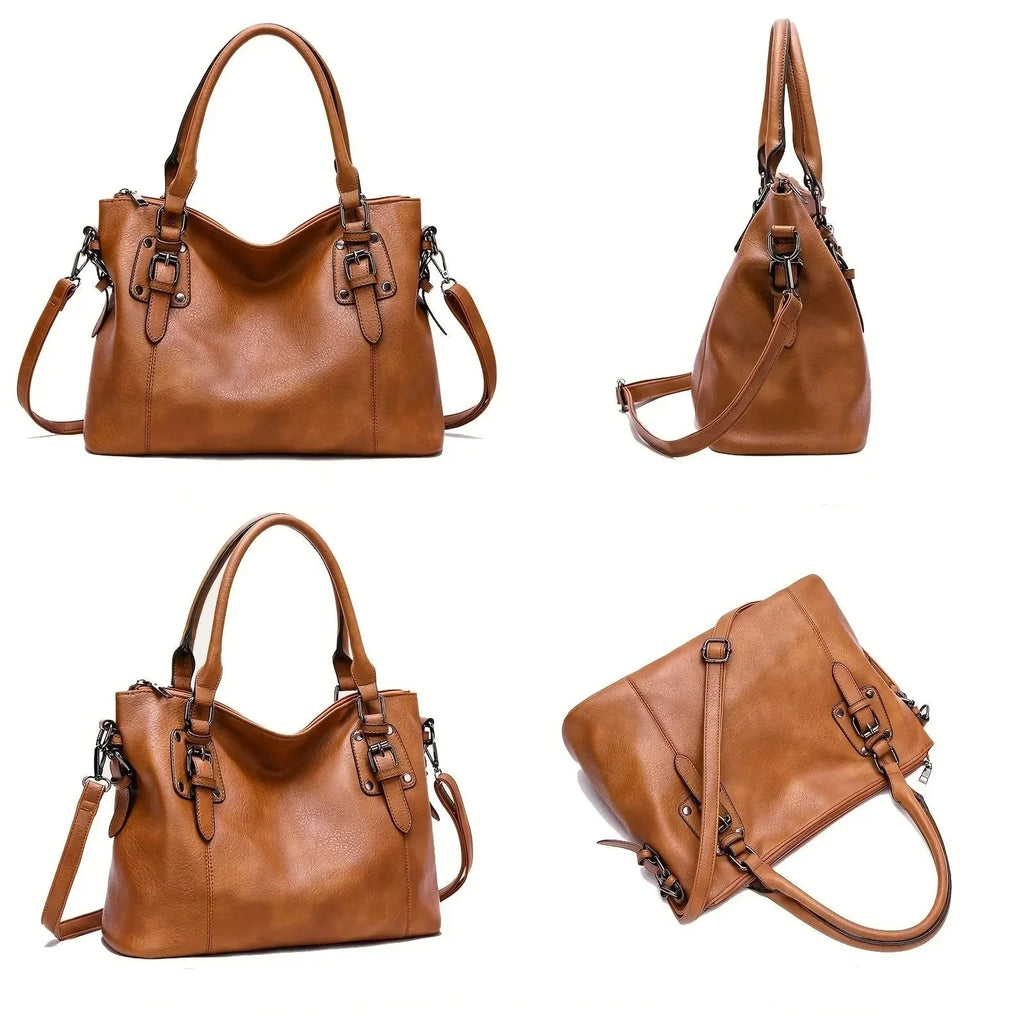 Women's Tote Bag in PU Leather with Crossbody Strap for Autumn Everyday Use