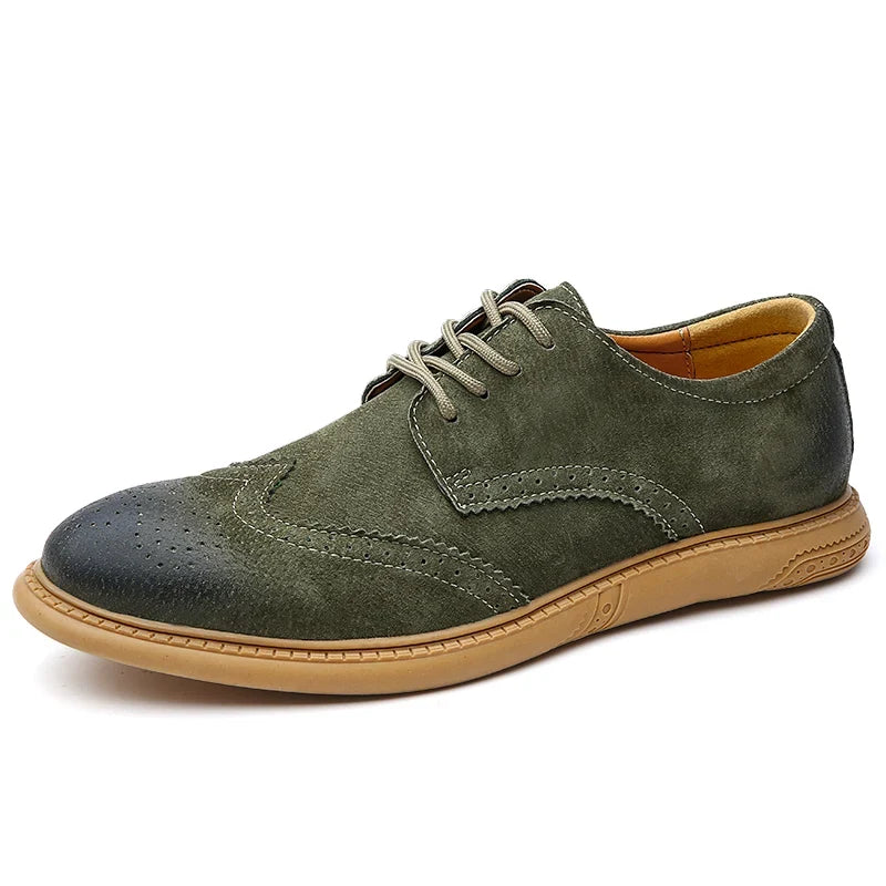 Chaussures derby brogue pour hommes en daim