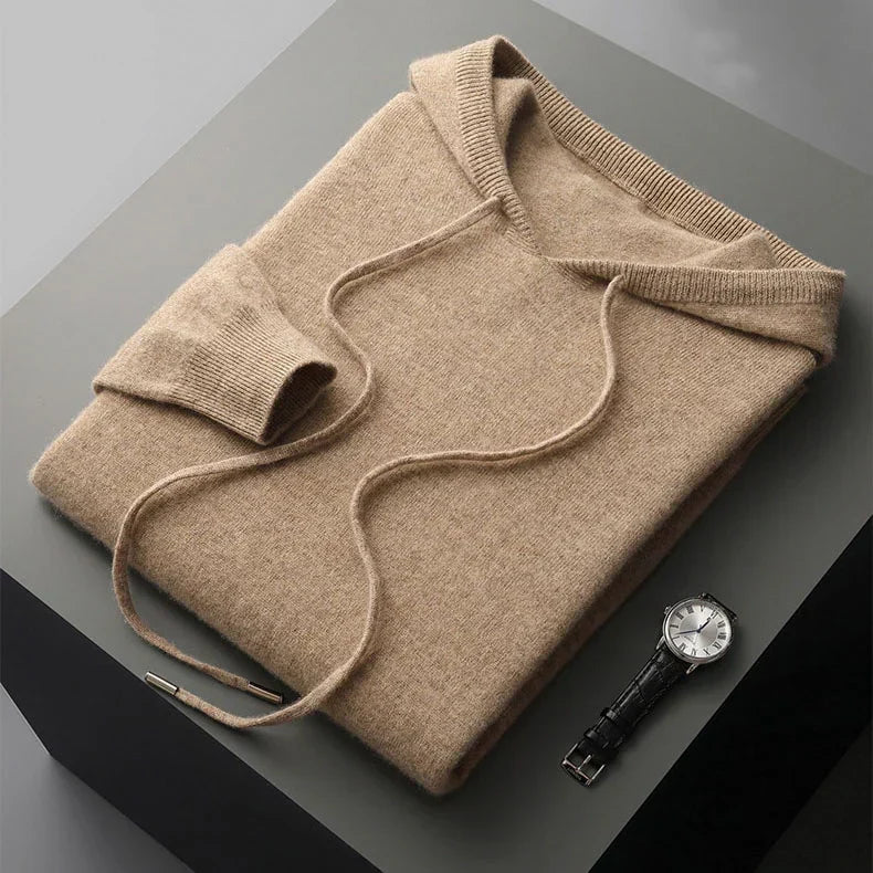 Sweat à capuche pour homme en laine mérinos | pull doux à enfiler
