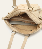 Leather Tote Bag with Multiple Front Pockets