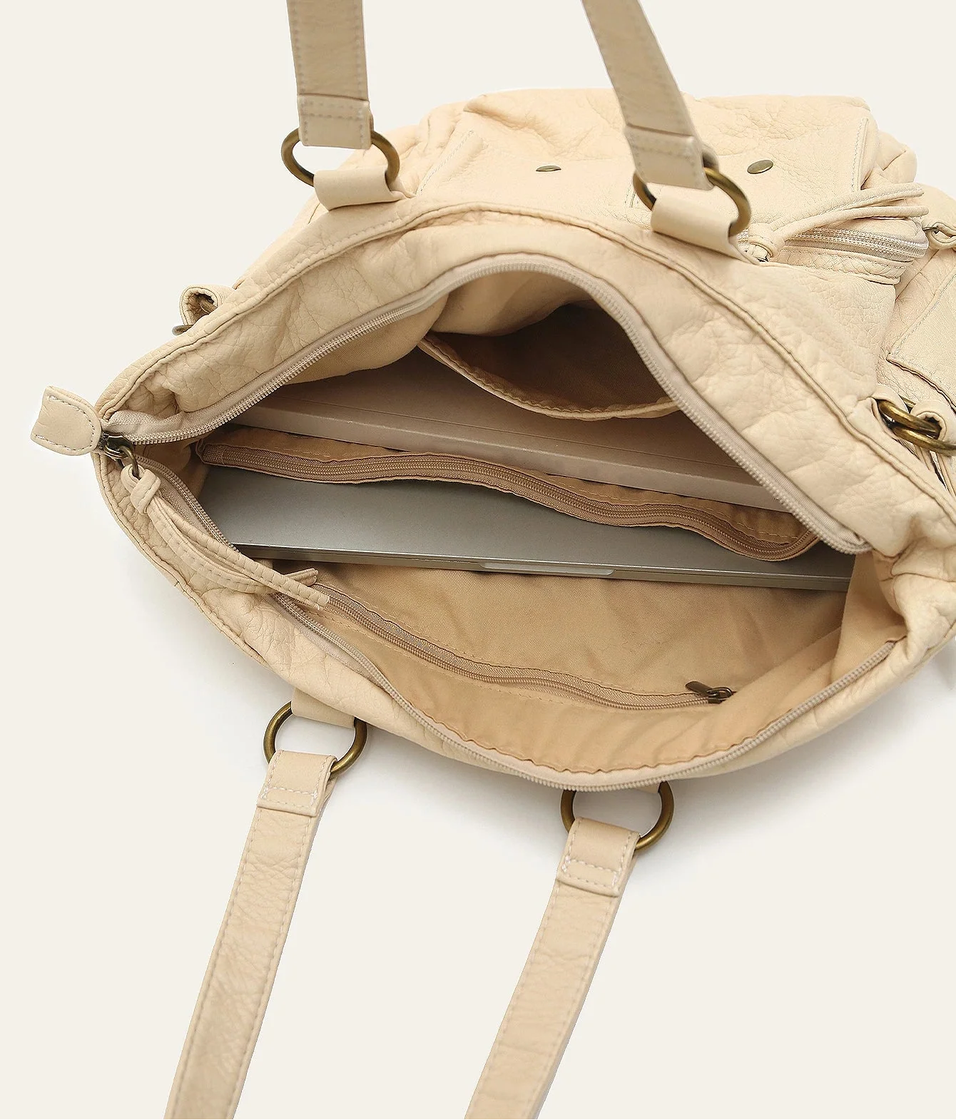 Women's Tote Bag in PU Leather with Multiple Pockets for Autumn Everyday Use