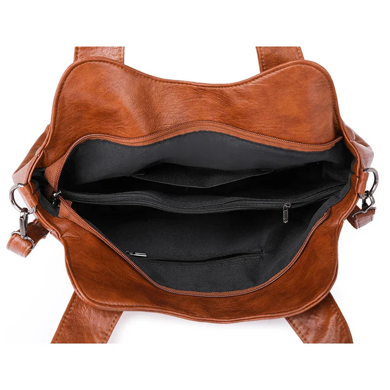 Women's Tote Bag in PU Leather with Crossbody Strap for Autumn Everyday Use
