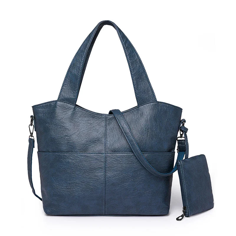 Women's Tote Bag in PU Leather with Crossbody Strap for Autumn Everyday Use
