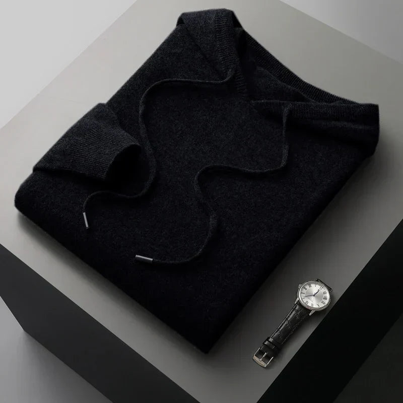 Sweat à capuche pour homme en laine mérinos | pull doux à enfiler