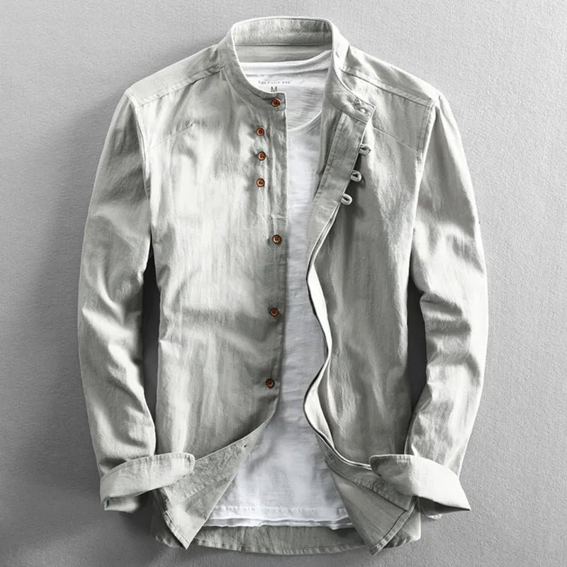 Chemise à manches longues et col mao pour homme