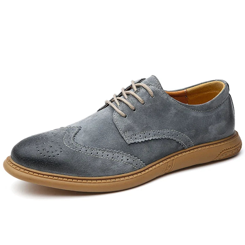 Chaussures derby brogue pour hommes en daim