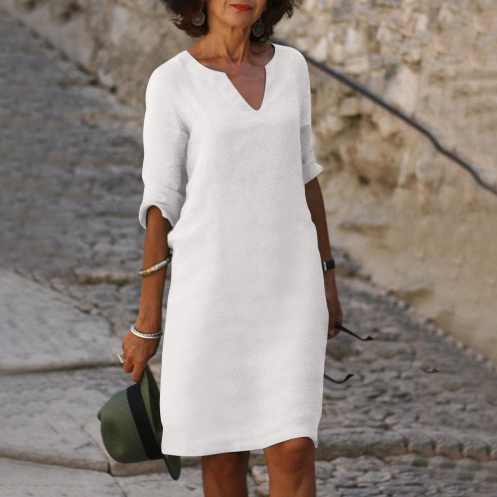 Women's Cotton Linen Shift Dress for Summer Casual Everyday Wear