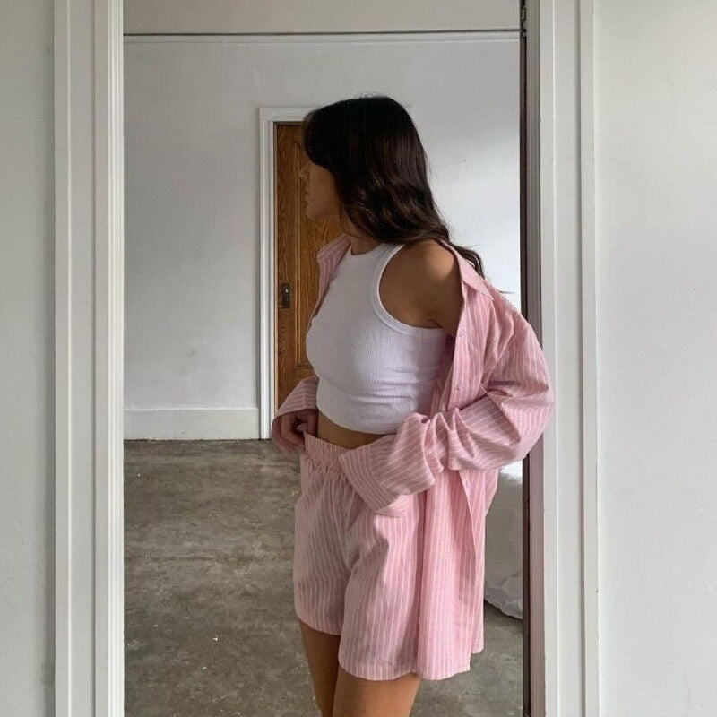 Ensemble coordonné chemise oversize et short pour femme