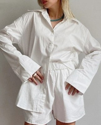 Ensemble coordonné chemise oversize et short pour femme